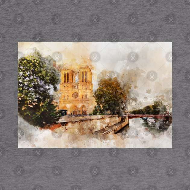 Notre-Dame de Paris Watercolor 03 by SPJE Illustration Photography